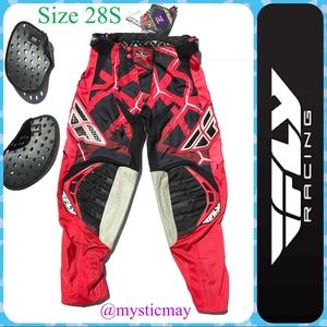 New FLY RACING Red Black Motocross Pants Motor Sports Gear Unisex Size 28 S
